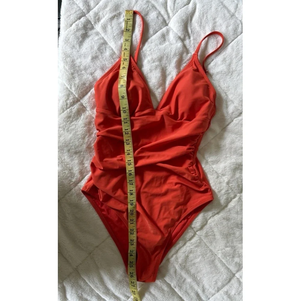 Cupshe Womens One Piece Swimsuit Size 4 Orange Tummy Control V Neck Bathing Suit